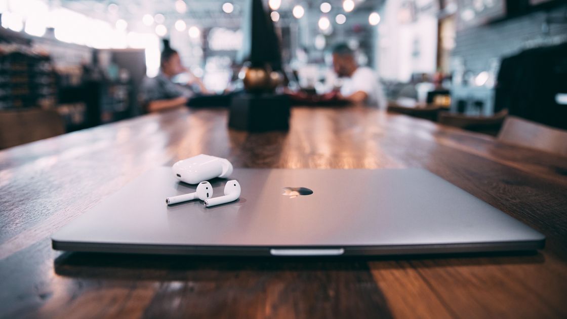 Macbook on a meeting table